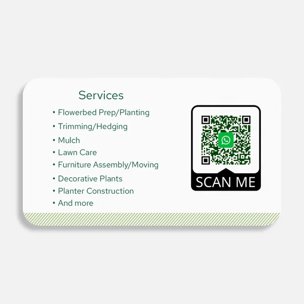 Potomac Green service list and WhatsApp QR code